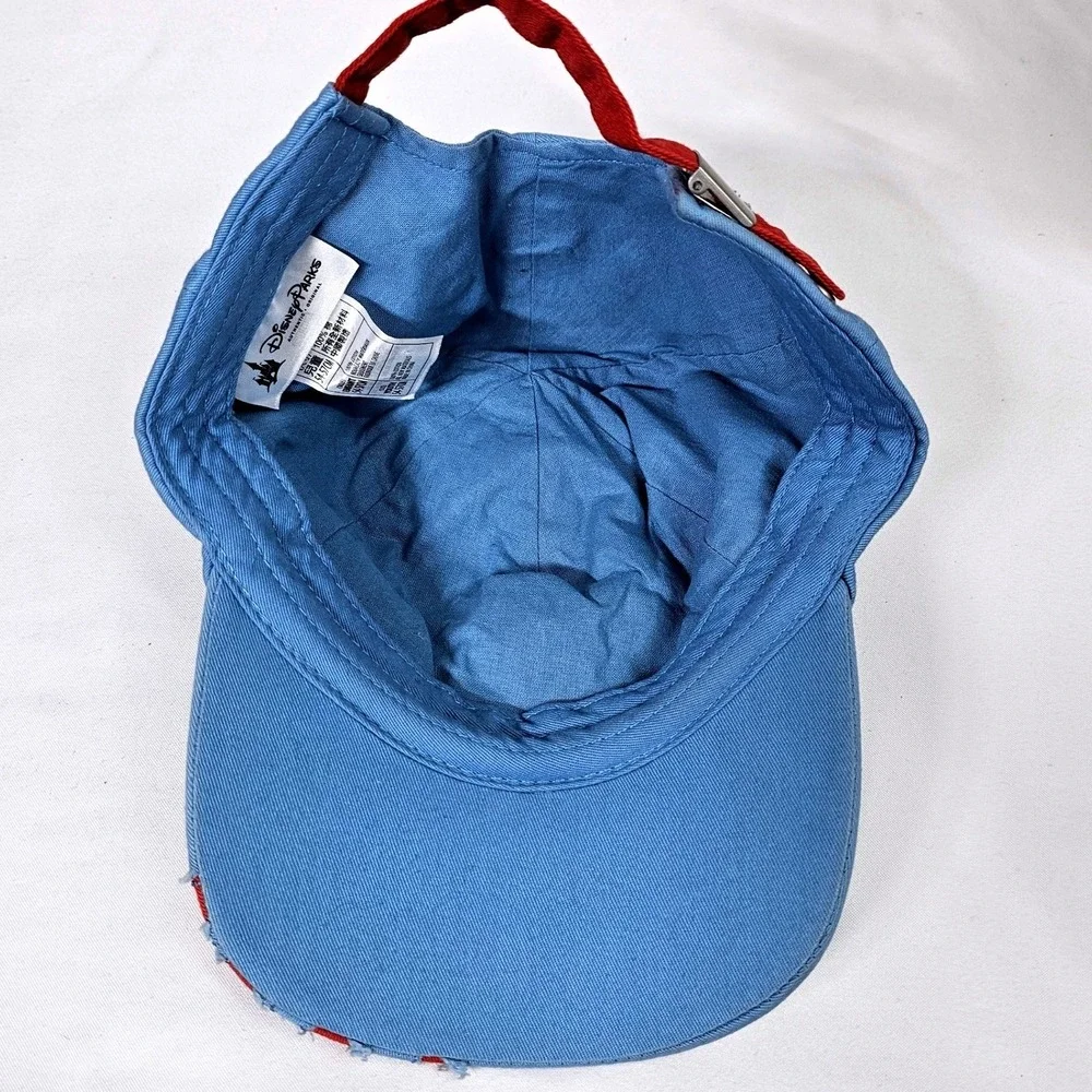 Disney Parks Stitch Wuz‎ Here Youth Hat Blue Distressed Claw Marks Baseball Cap